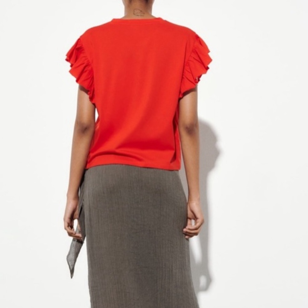 ZARA RUFFLE SLEEVE TEE - Picture 7 of 8